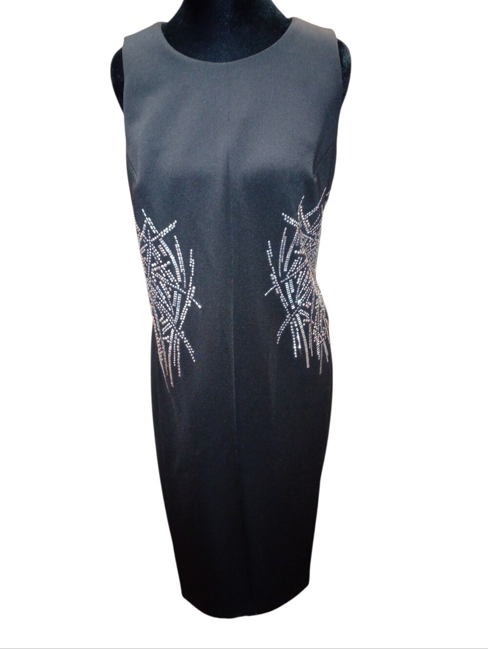 Andrew Marc Black Cocktail Dress, Silver Beaded Side Embellishments, Size 10,NWT